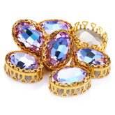 Vitrail Light Oval Shape High-Quality Glass Sew-on Nest Hollow Claw Rhinestones WholesaleRhinestone