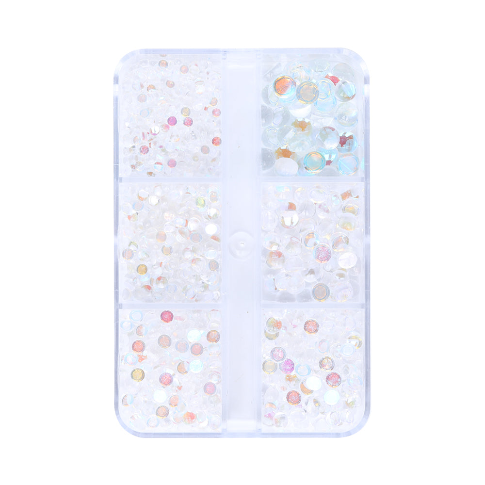 Mixed Sizes 6 Grid Box Mocha Starry Sky Mermaid Tears Glass Half Pearls Rhinestones WholesaleRhinestone