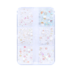 Mixed Sizes 6 Grid Box Mocha Starry Sky Mermaid Tears Glass Half Pearls Rhinestones WholesaleRhinestone