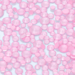 Mixed Sizes Neon Pink Snowy White Glass Flat Back Rhinestones For Nail Art WholesaleRhinestone