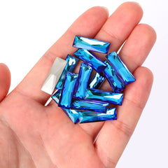 Bermuda Blue Princess Baguette Shape High Quality Glass Pointed Back Fancy Rhinestones WholesaleRhinestone