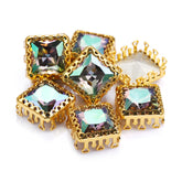 Ghost Light Princess Square Shape High-Quality Glass Sew-on Nest Hollow Claw Rhinestones