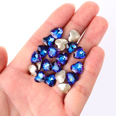 Bermuda Blue Heart Shape High Quality Glass Pointed Back Fancy Rhinestones WholesaleRhinestone