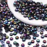 Black AB Resin Flat Back Pearls Multi Sizes WholesaleRhinestone
