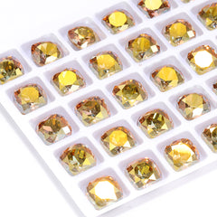 Metallic Sunshine Cushion Square Shape High Quality Glass Pointed Back Fancy Rhinestones WholesaleRhinestone