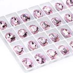 Light Rose Oval Shape High Quality Glass Pointed Back Fancy Rhinestones WholesaleRhinestone