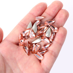 Light Peach Teardrop Shape High Quality Glass Pointed Back Fancy Rhinestones WholesaleRhinestone