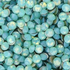 Green Opal Glass Flat Back Glue-On Rhinestones 16 Cut Facets WholesaleRhinestone