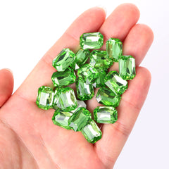 Peridot Thin Octagon Shape High Quality Glass Pointed Back Fancy Rhinestones WholesaleRhinestone