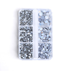 Mixed Sizes 6 Grid Box White Opal Glass HotFix Rhinestones For Clothing DIY WholesaleRhinestone