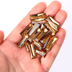 Light Smoked Topaz Princess Baguette Shape High Quality Glass Pointed Back Fancy Rhinestones WholesaleRhinestone