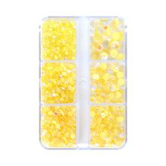 Mixed Sizes 6 Grid Box Mocha Yellow Mermaid Tears Glass Half Pearls Rhinestones WholesaleRhinestone