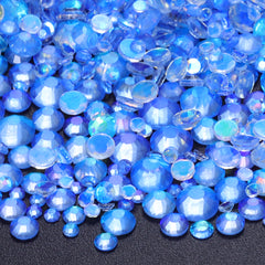 Mixed Sizes Aurora Light Blue Glass Flat Back Rhinestones For Nail Art WholesaleRhinestone