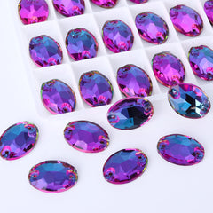 Heliotrope Oval Shape High Quality Glass Sew-on Rhinestones WholesaleRhinestone