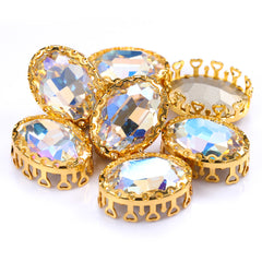 Moonlight Oval Shape High-Quality Glass Sew-on Nest Hollow Claw Rhinestones
