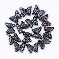 蝶の形状ヘマタイトメッキ高品質の縫製合金チャームインレイドキュービックジルコニア