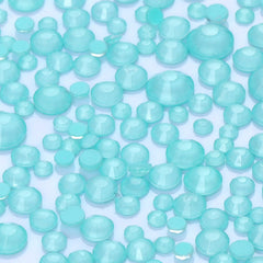 Mixed Sizes Neon Turquoise Glass Flat Back Rhinestones For Nail Art WholesaleRhinestone