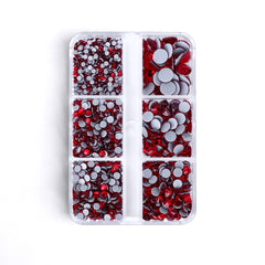 Mixed Sizes 6 Grid Box Siam Glass HotFix Rhinestones For Clothing DIY WholesaleRhinestone