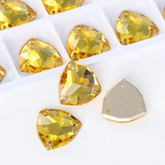 Light Topaz Trilliant Shape High Quality Glass Sew-on Rhinestones WholesaleRhinestone