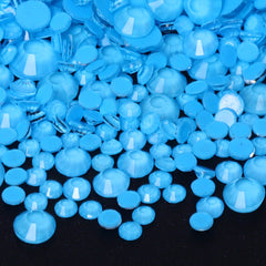 Mixed Sizes Mocha Neon Aquamarine Glass Flat Back Rhinestones For Nail Art WholesaleRhinestone