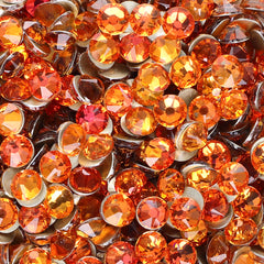 Tangerine Glass Flat Back Glue-On Rhinestones 16 Cut Facets WholesaleRhinestone