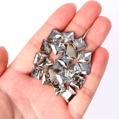 サテンプリンセススクエアシェイプ高品質のガラス尖ったバックファンシーラインストーン