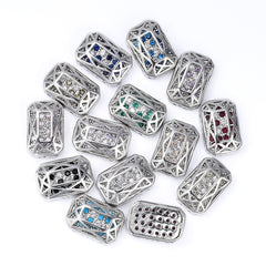 Octagon Shape Imitation Rhodium Plated High-Quality Sew-on Alloy Charms Inlaid Cubic Zirconia WholesaleRhinestone