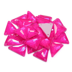 Electric Neon Fuchsia Slim Triangle Shape High Quality Glass Sew-on Rhinestones WholesaleRhinestone