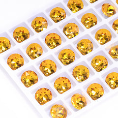 Light Topaz Gemstone Flower Shape High Quality Glass Pointed Back Fancy Rhinestones WholesaleRhinestone