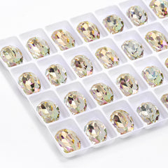 Luminous Green Oval Shape High Quality Glass Pointed Back Fancy Rhinestones WholesaleRhinestone