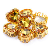 Light Topaz Maxi Heart Shape High-Quality Glass Sew-on Nest Hollow Claw Rhinestones WholesaleRhinestone