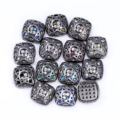 Cushion Square Shape Hematite Plated High-Quality Sew-on Alloy Charms Inlaid Cubic Zirconia WholesaleRhinestone