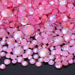 Mixed Sizes Mocha Shimmer Lt Pink Glass Flat Back Rhinestones For Nail Art WholesaleRhinestone