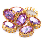 Violet Oval Shape High-Quality Glass Sew-on Nest Hollow Claw Rhinestones WholesaleRhinestone