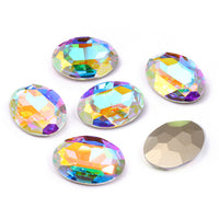 Crystal AB Big Oval Shape High Quality Glass Pointed Back Fancy Rhinestones WholesaleRhinestone
