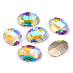Crystal AB Big Oval Shape High Quality Glass Pointed Back Fancy Rhinestones WholesaleRhinestone
