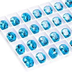 Aquamarine Oval Shape High Quality Glass Pointed Back Fancy Rhinestones WholesaleRhinestone