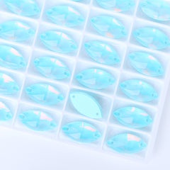 Aquamarine AM Navette Shape High Quality Glass Sew-on Rhinestones WholesaleRhinestone