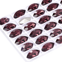 Burgundy Navette Shape High Quality Glass Pointed Back Fancy Rhinestones