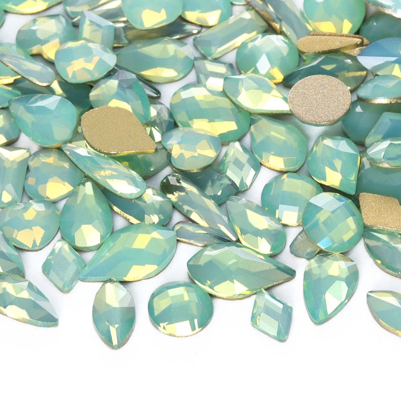 Mixed Shapes Green Opal Flat Back Fancy Rhinestones For Nail Art WholesaleRhinestone