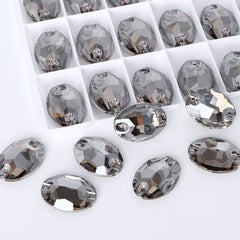 Satin Oval Shape High Quality Glass Sew-on Rhinestones WholesaleRhinestone