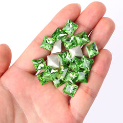 Peridot Princess Square Shape High Quality Glass Pointed Back Fancy Rhinestones WholesaleRhinestone