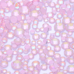 Mixed Sizes Neon Pink Snowy White AB Glass Flat Back Rhinestones For Nail Art WholesaleRhinestone