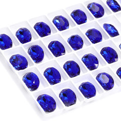 Sapphire Oval Shape High Quality Glass Pointed Back Fancy Rhinestones WholesaleRhinestone
