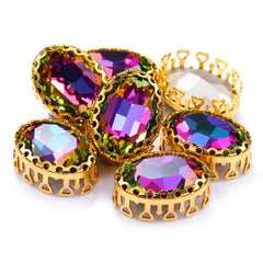 Volcano Oval Shape High-Quality Glass Sew-on Nest Hollow Claw Rhinestones WholesaleRhinestone