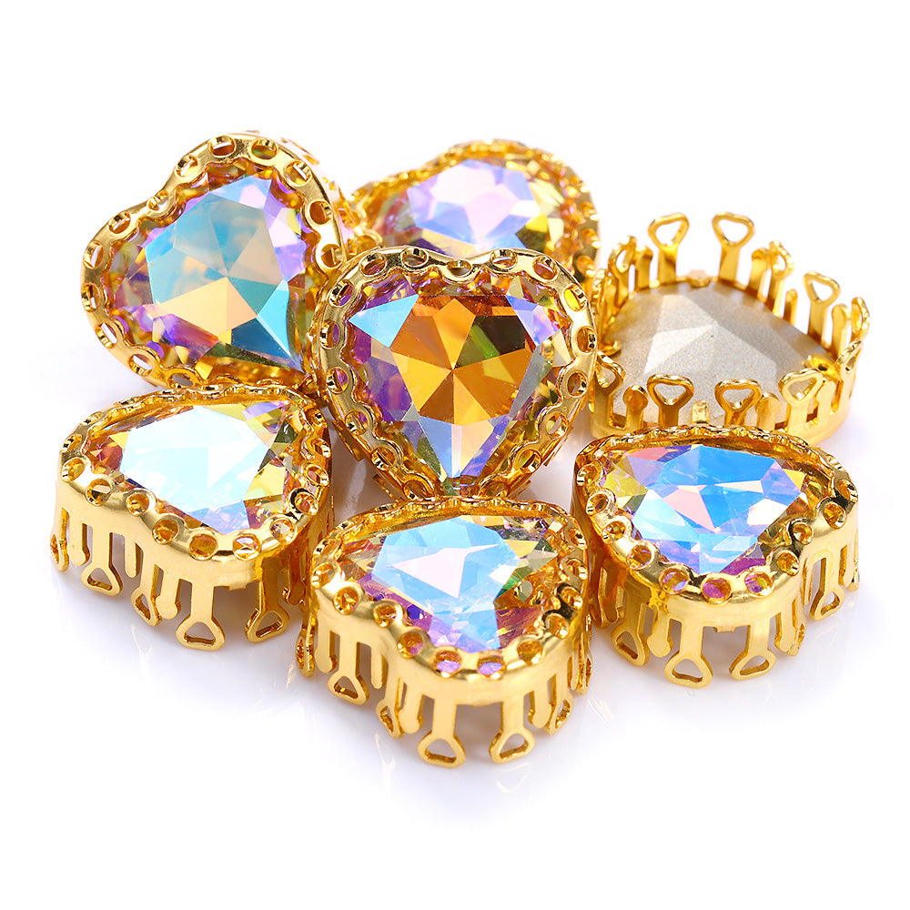 Paradise Shine Maxi Heart Shape High-Quality Glass Sew-on Nest Hollow Claw Rhinestones WholesaleRhinestone