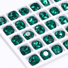 Emerald Cushion Square Shape High Quality Glass Pointed Back Fancy Rhinestones WholesaleRhinestone