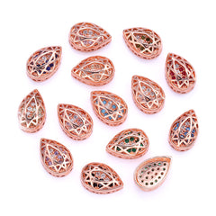 Drop Shape Rose Gold Plated High-Quality Sew-on Alloy Charms Inlaid Cubic Zirconia WholesaleRhinestone