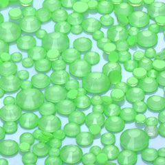 Mixed Sizes Neon Apple Green Glass Flat Back Rhinestones For Nail Art