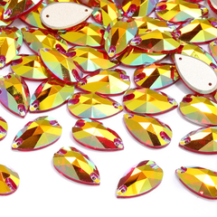 Light Siam AB Drop Shape High Quality Glass Sew-on Rhinestones WholesaleRhinestone
